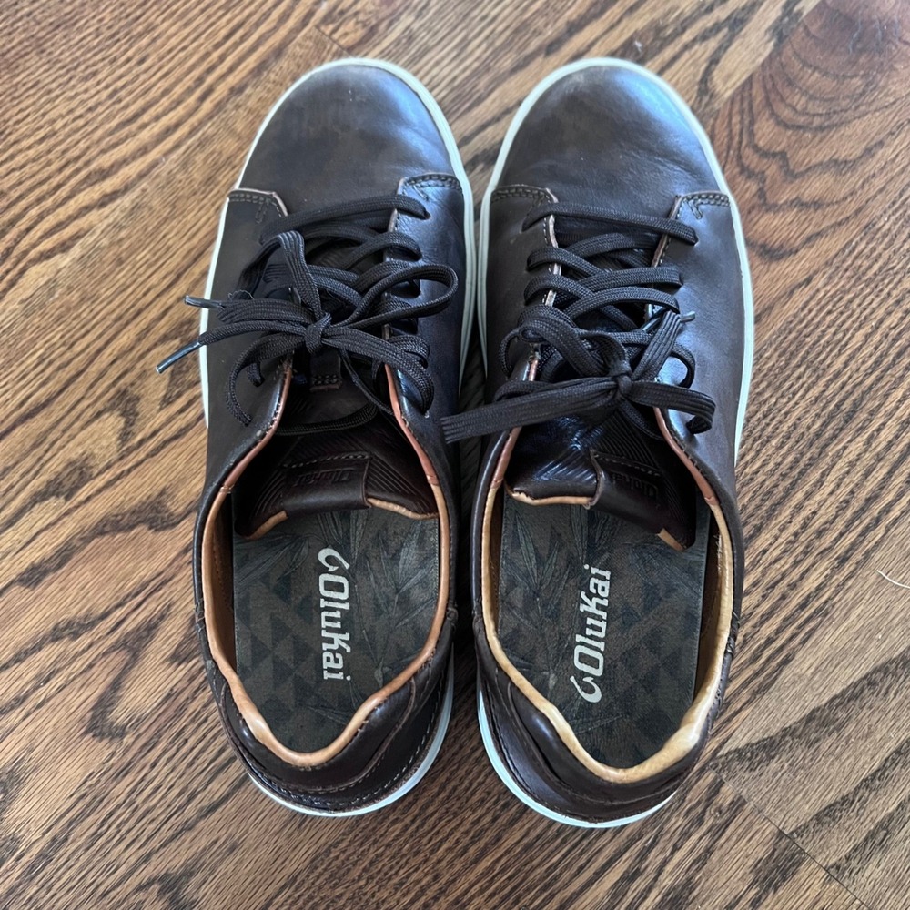 OluKai Laeahi‎ Li'ili'i Dark Brown Leather Lace Up Shoes Men's US 8.5 EUR 41.5 - Picture 6 of 12